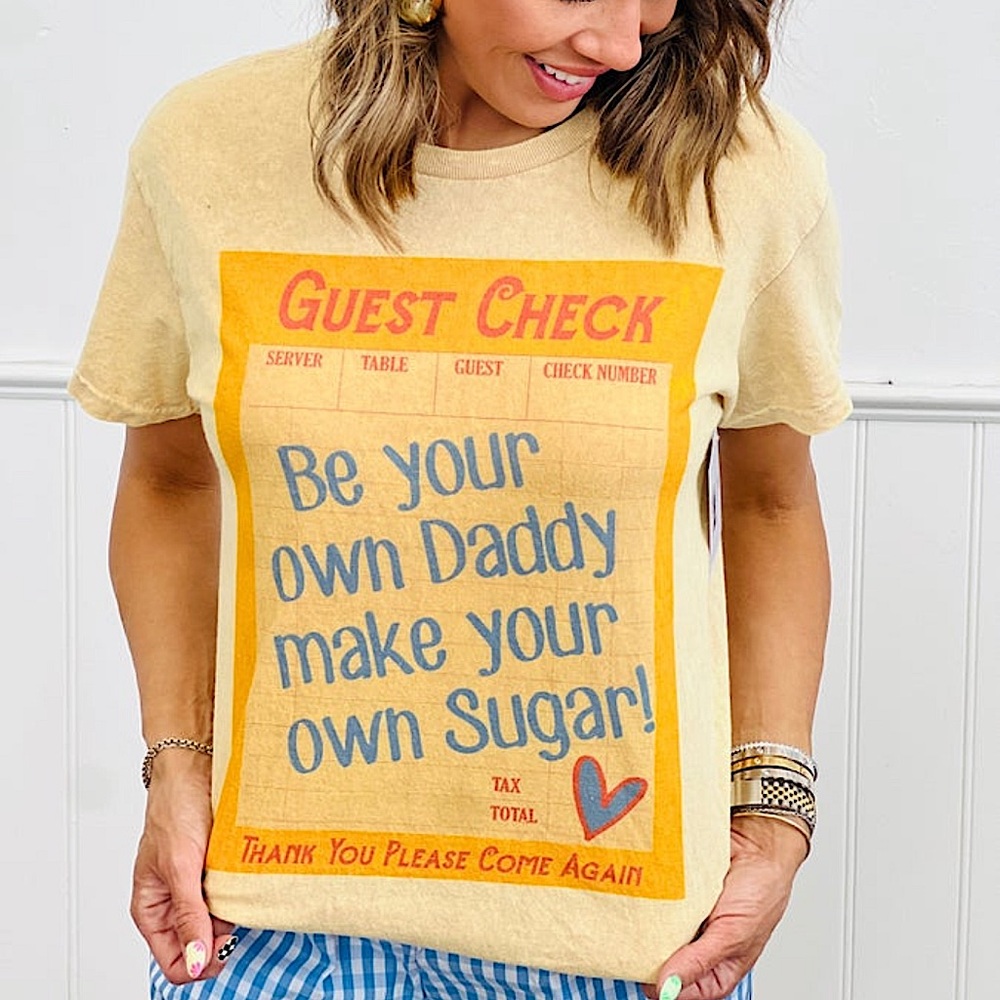 🍒BOGO50%🍒🆕💛SUGAR STITCH: Mineral Yellow Make Your Own Sugar Graphic Tee SMALL